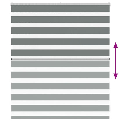 vidaXL Zebra Blind Dark Grey 130x100cm Fabric Width 125.9 cm Polyester