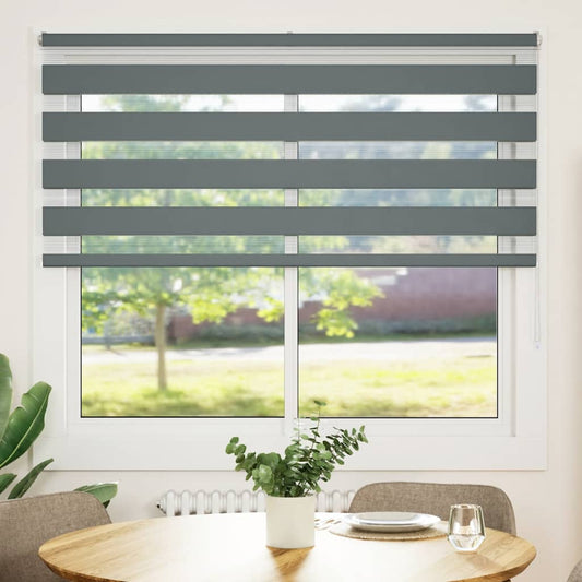 vidaXL Zebra Blind Dark Grey 165x100cm Fabric Width 160.9 cm Polyester