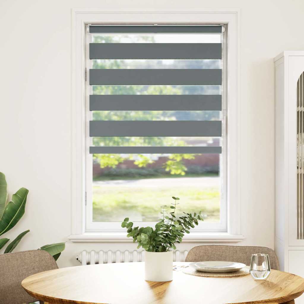 vidaXL Zebra Blind Dark Grey 80x150 cm Fabric Width 75,9 cm Polyester