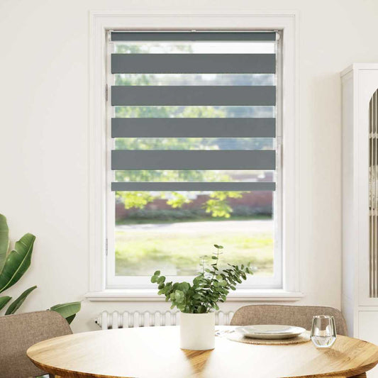 vidaXL Zebra Blind Dark Grey 80x150 cm Fabric Width 75,9 cm Polyester