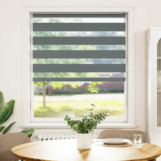 vidaXL Zebra Blind Dark Grey 95x150 cm Fabric Width 90,9 cm Polyester