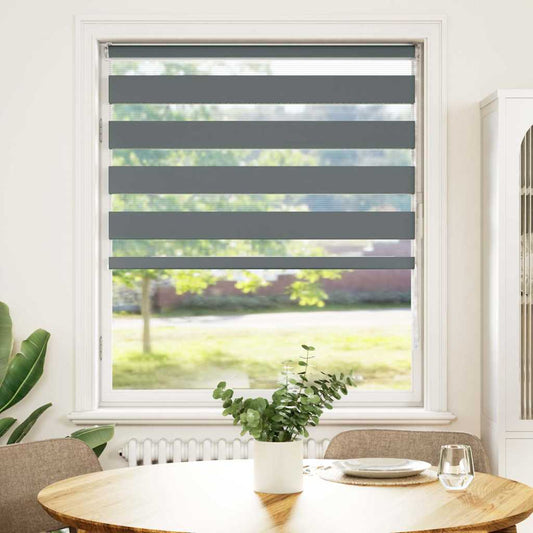 vidaXL Zebra Blind Dark Grey 100x150 cm Fabric Width 95,9 cm Polyester