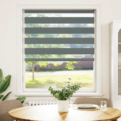 vidaXL Zebra Blind Dark Grey 105x150cm Fabric Width 100.9 cm Polyester