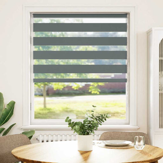 vidaXL Zebra Blind Dark Grey 105x150cm Fabric Width 100.9 cm Polyester