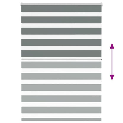 vidaXL Zebra Blind Dark Grey 130x150 cm Fabric Width 125.9 cm Polyester