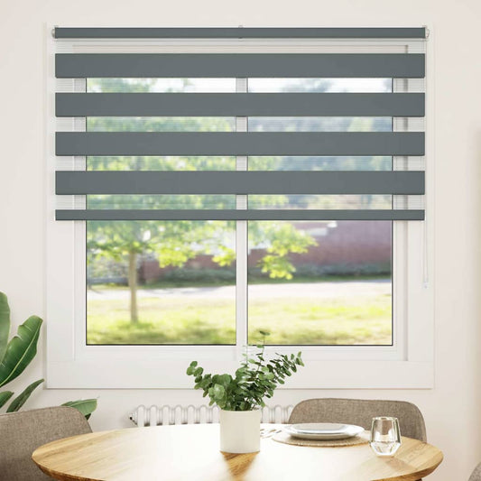 vidaXL Zebra Blind Dark Grey 150x150cm Fabric Width 145.9 cm Polyester