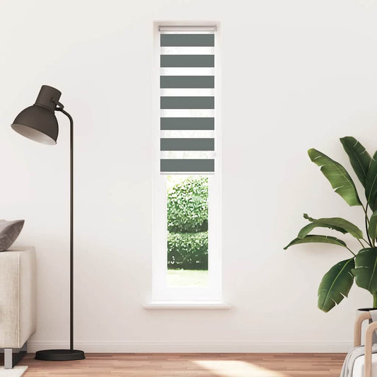 vidaXL Zebra Blind Dark Grey 50x200 cm Fabric Width 45,9 cm Polyester