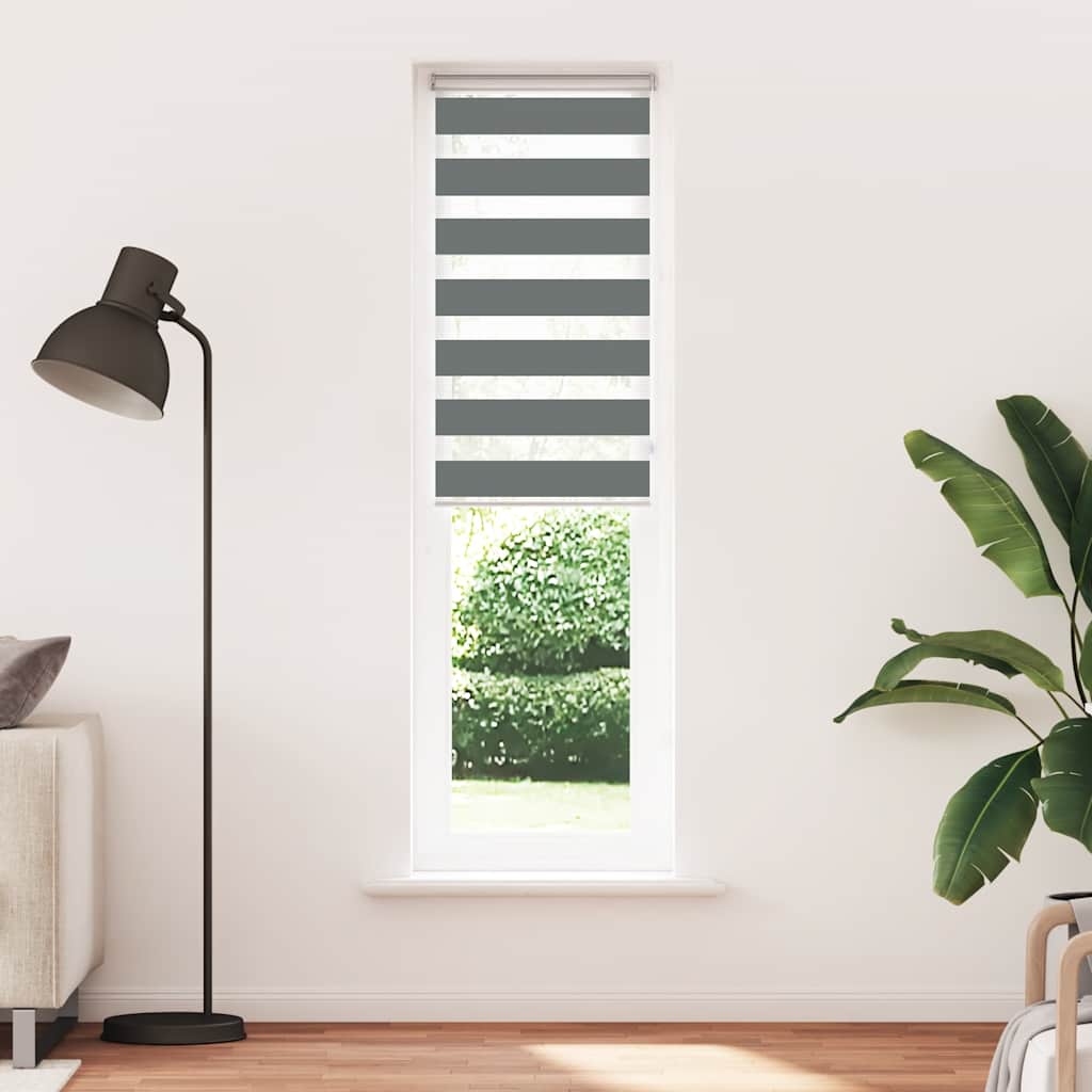 vidaXL Zebra Blind Dark Grey 60x200 cm Fabric Width 55,9 cm Polyester