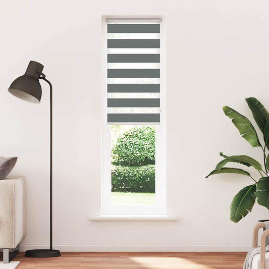 vidaXL Zebra Blind Dark Grey 65x200 cm Fabric Width 60,9 cm Polyester