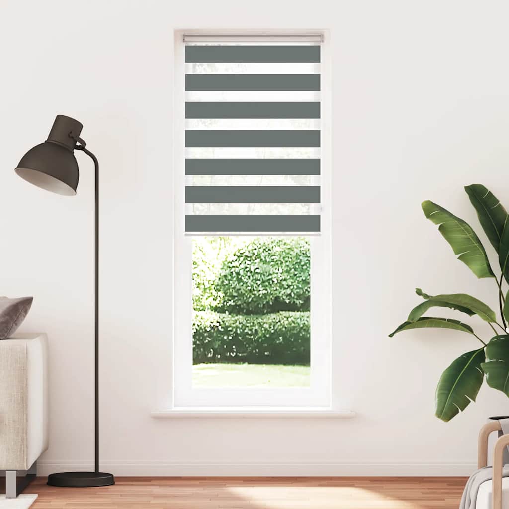 vidaXL Zebra Blind Dark Grey 85x200 cm Fabric Width 80,9 cm Polyester