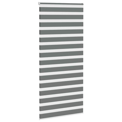 vidaXL Zebra Blind Dark Grey 115x200cm Fabric Width 110.9 cm Polyester