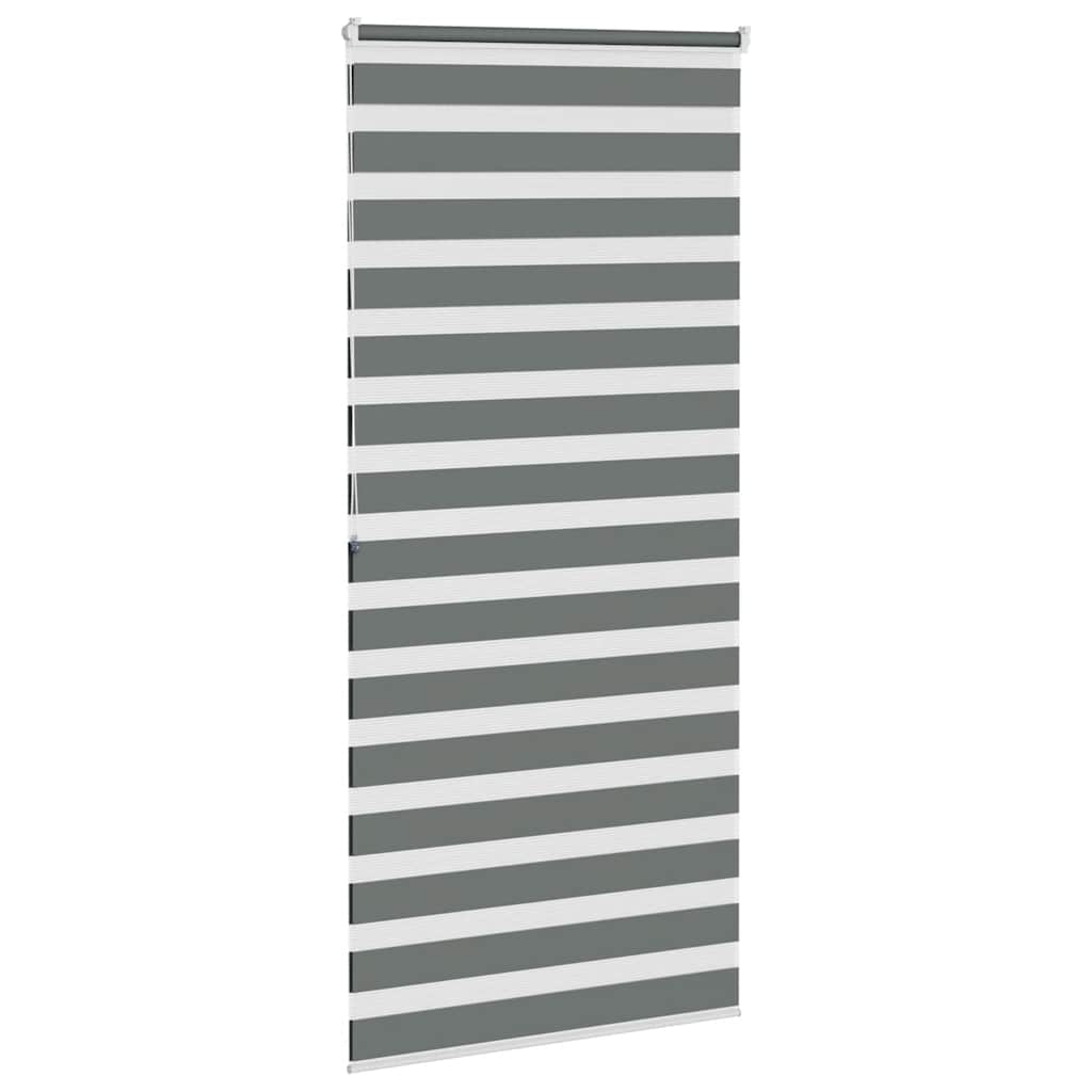 vidaXL Zebra Blind Dark Grey 115x200cm Fabric Width 110.9 cm Polyester