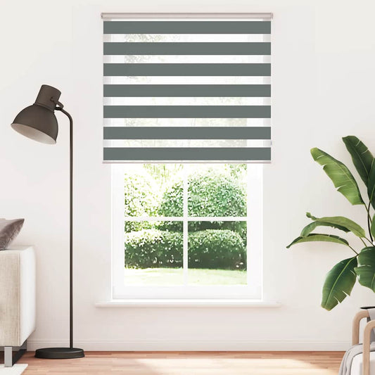 vidaXL Zebra Blind Dark Grey 120x200cm Fabric Width 115.9 cm Polyester