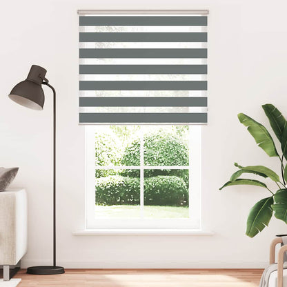 vidaXL Zebra Blind Dark Grey 130x200cm Fabric Width 125.9 cm Polyester