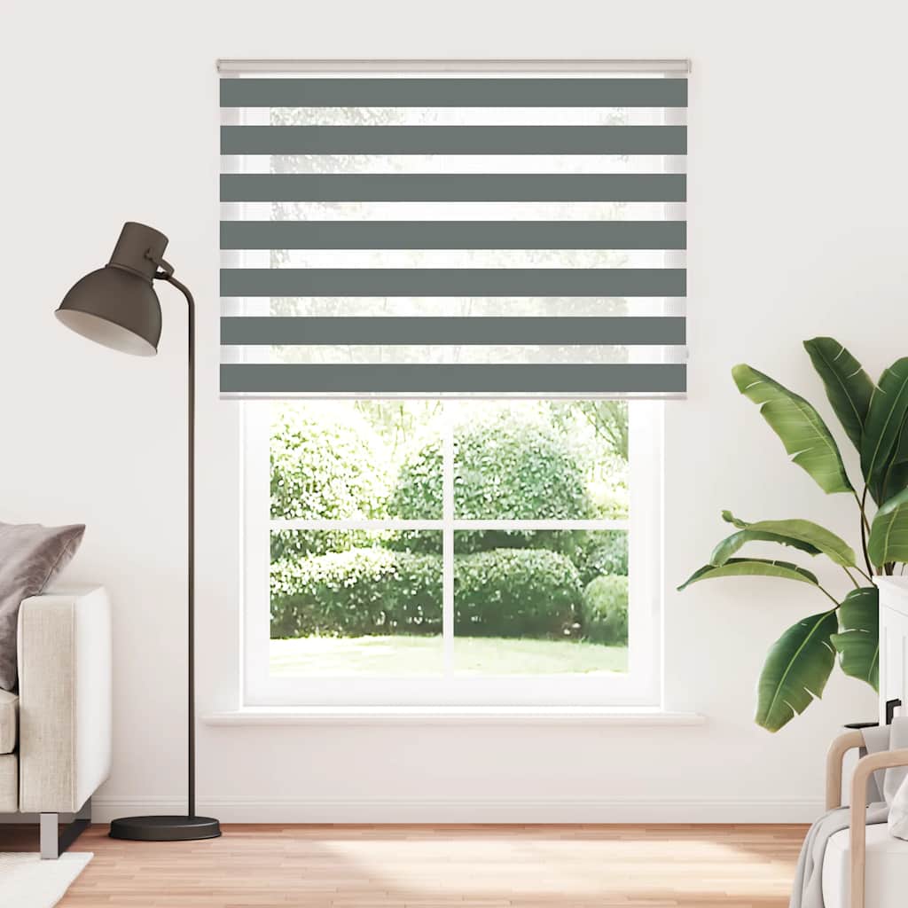 vidaXL Zebra Blind Dark Grey 155x200cm Fabric Width 150.9 cm Polyester