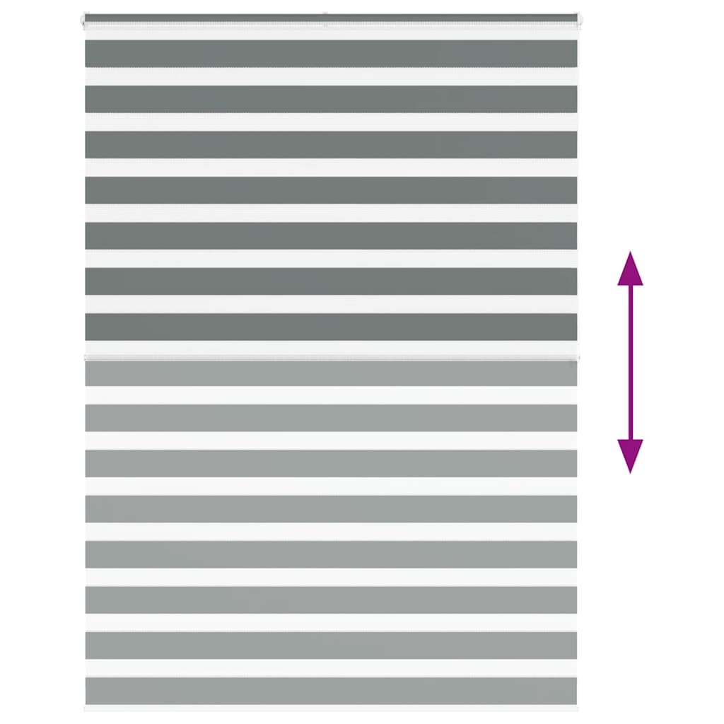 vidaXL Zebra Blind Dark Grey 155x200cm Fabric Width 150.9 cm Polyester