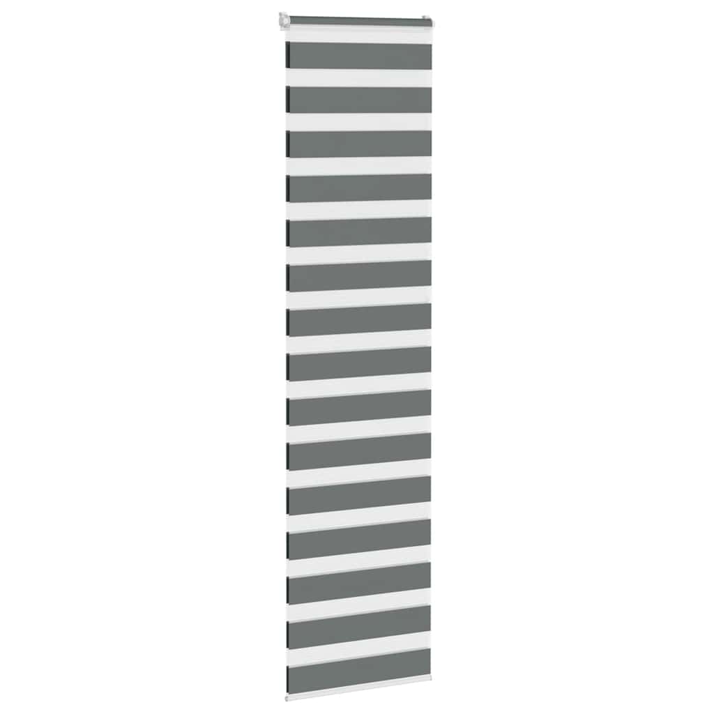 vidaXL Zebra Blind Dark Grey 55x230 cm Fabric Width 50,9 cm Polyester