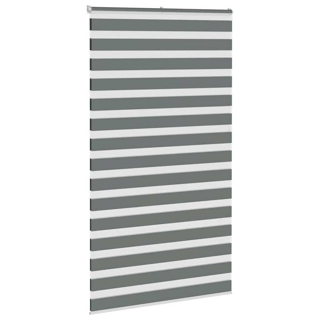 vidaXL Zebra Blind Dark Grey 125x230cm Fabric Width 120.9 cm Polyester