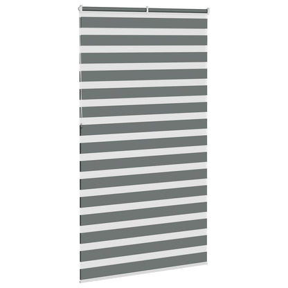 vidaXL Zebra Blind Dark Grey 125x230cm Fabric Width 120.9 cm Polyester