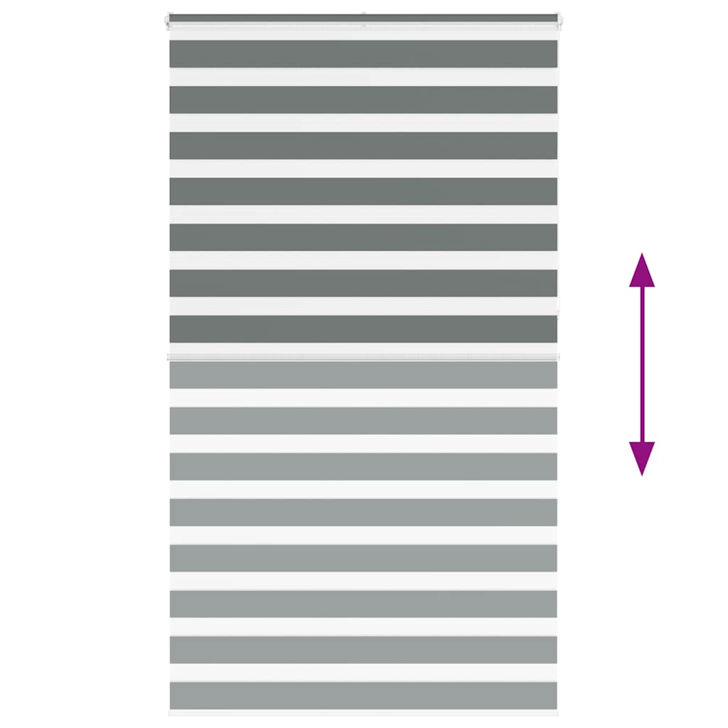 vidaXL Zebra Blind Dark Grey 125x230cm Fabric Width 120.9 cm Polyester