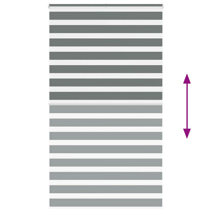 vidaXL Zebra Blind Dark Grey 125x230cm Fabric Width 120.9 cm Polyester