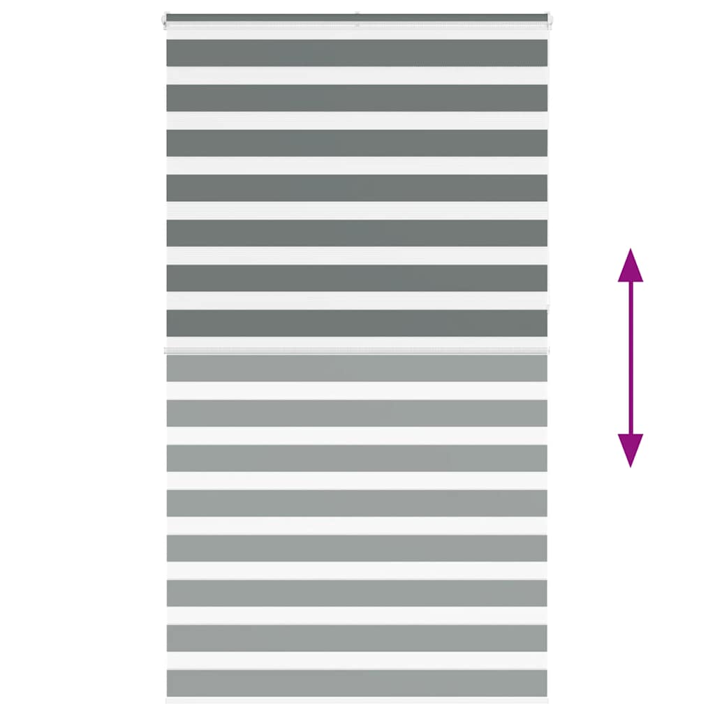 vidaXL Zebra Blind Dark Grey 130x230 cm Fabric Width 125.9 cm Polyester