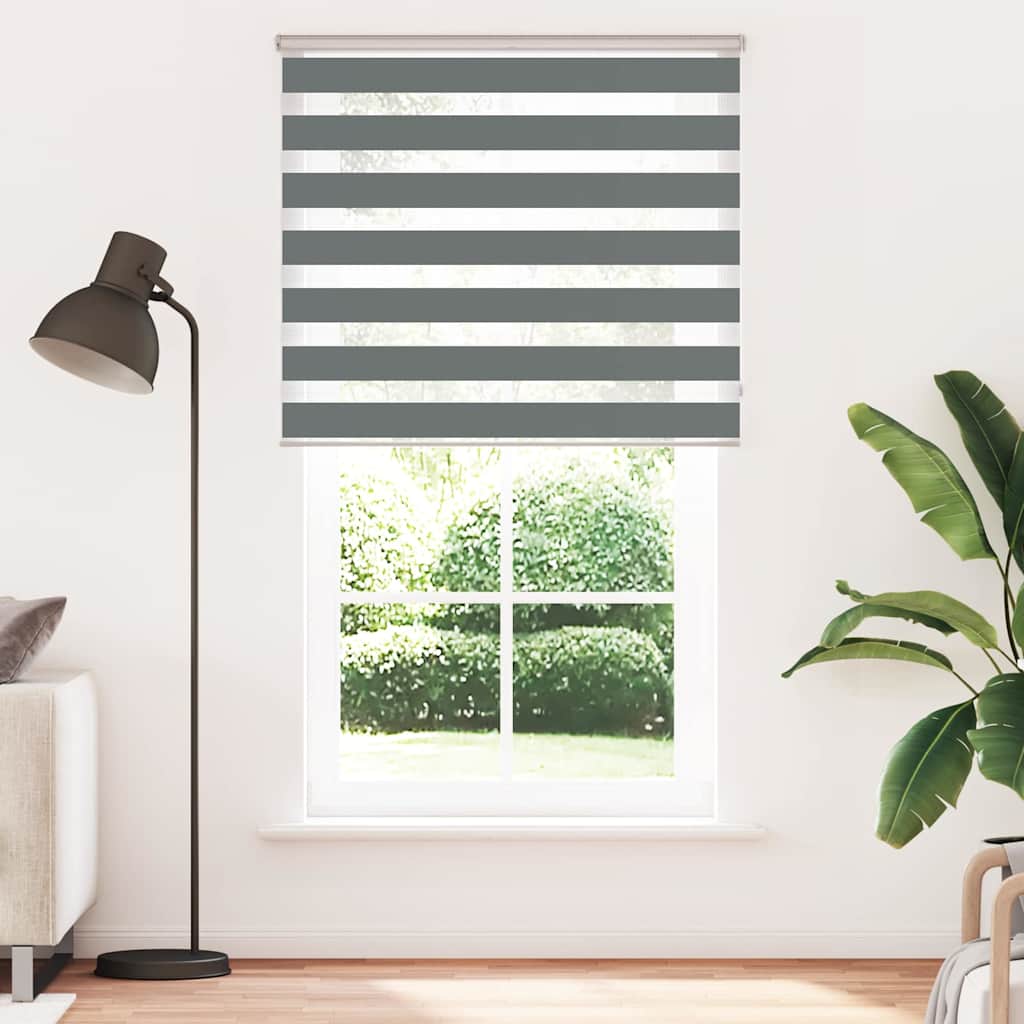 vidaXL Zebra Blind Dark Grey 135x230cm Fabric Width 130.9 cm Polyester