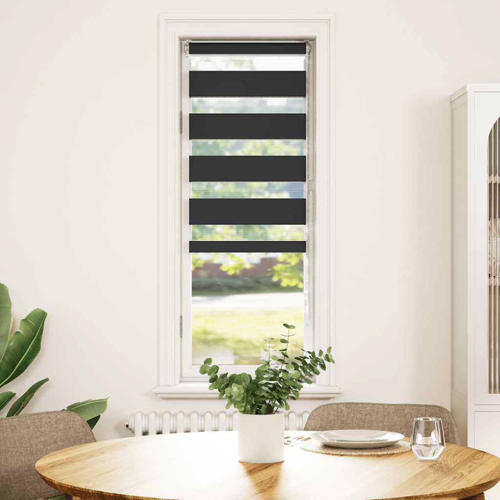 vidaXL Zebra Blind Black 40x100 cm Fabric Width 35,9 cm Polyester