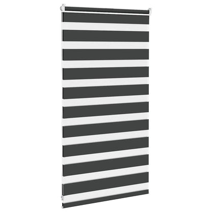 vidaXL Zebra Blind Black 85x100 cm Fabric Width 80,9 cm Polyester