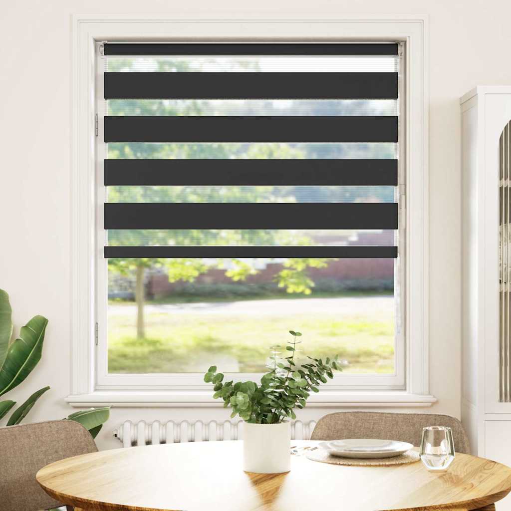 vidaXL Zebra Blind Black 100x100 cm Fabric Width 95,9 cm Polyester