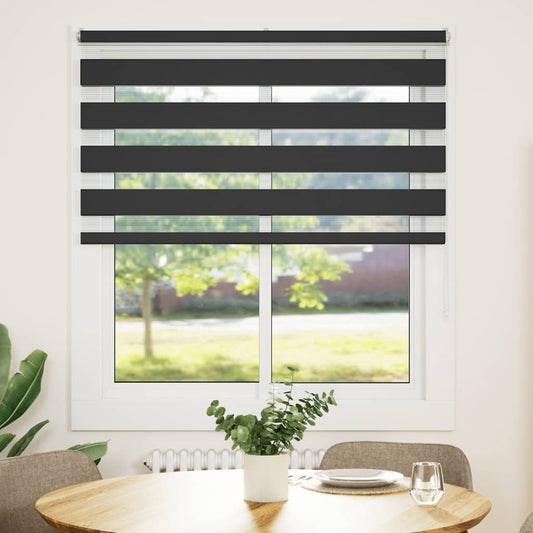 vidaXL Zebra Blind Black 130x100 cm Fabric Width 125,9 cm Polyester