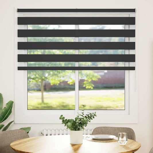 vidaXL Zebra Blind Black 145x100 cm Fabric Width 140,9 cm Polyester