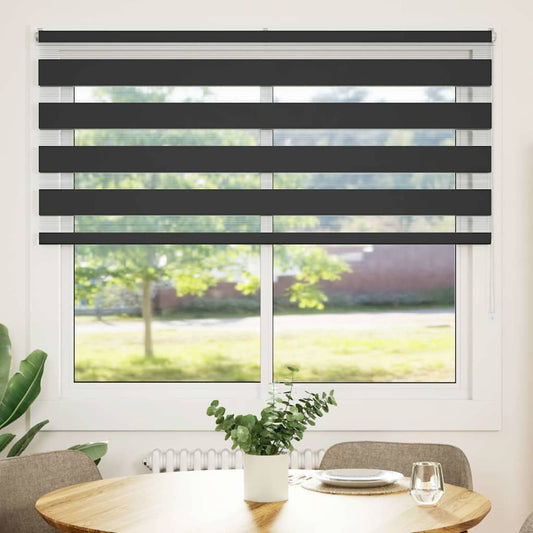 vidaXL Zebra Blind Black 155x100 cm Fabric Width 150,9 cm Polyester