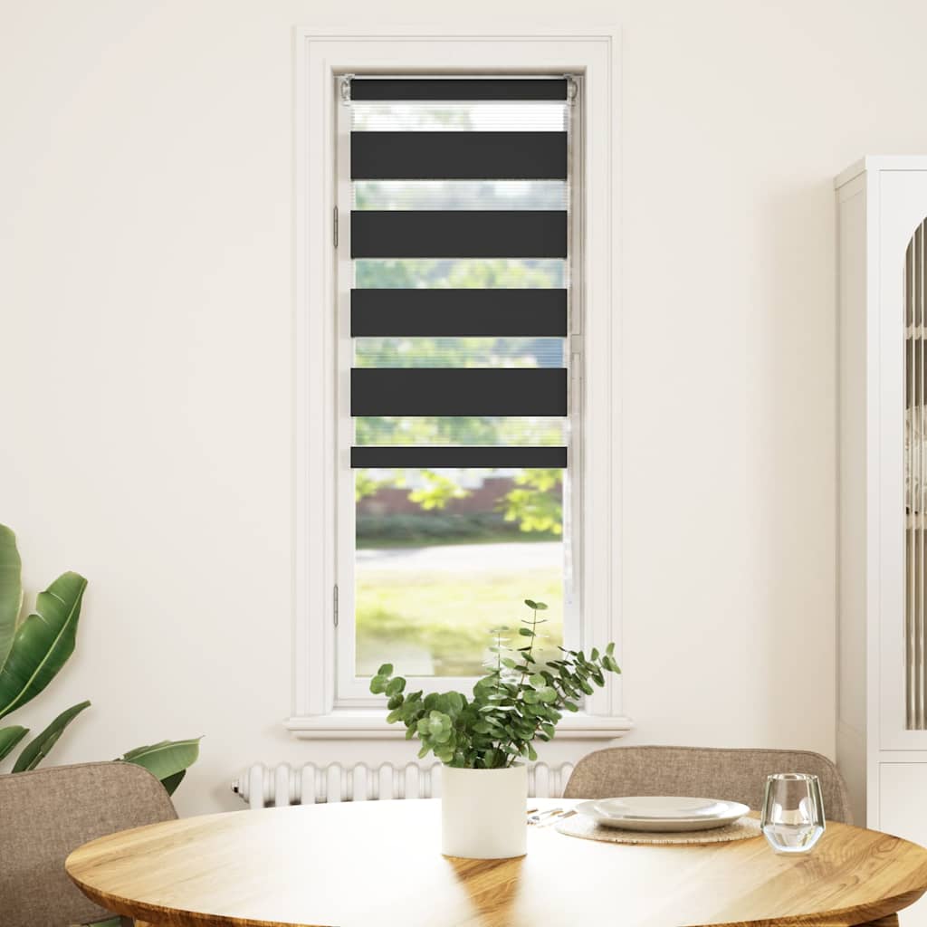 vidaXL Zebra Blind Black 40x150 cm Fabric Width 35,9 cm Polyester