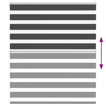 vidaXL Zebra Blind Black 125x150 cm Fabric Width 120,9 cm Polyester