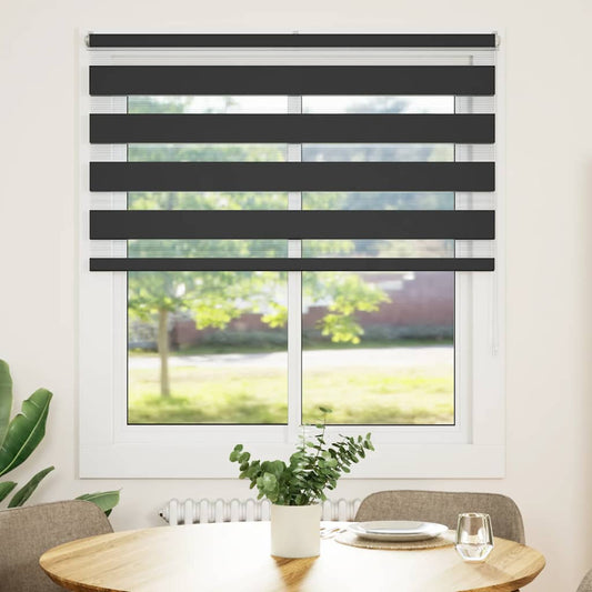vidaXL Zebra Blind Black 135x150 cm Fabric Width 130,9 cm Polyester