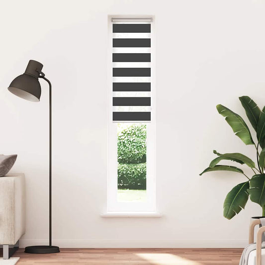 vidaXL Zebra Blind Black 40x200 cm Fabric Width 35,9 cm Polyester