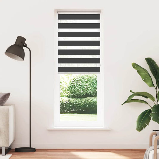 vidaXL Zebra Blind Black 70x200 cm Fabric Width 65,9 cm Polyester
