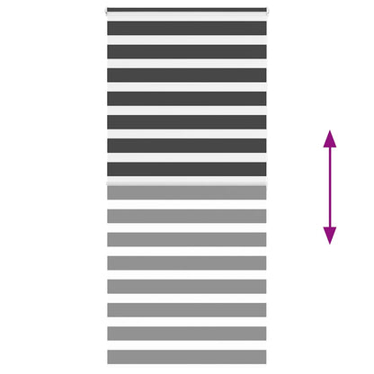 vidaXL Zebra Blind Black 110x200 cm Fabric Width 105.9 cm Polyester