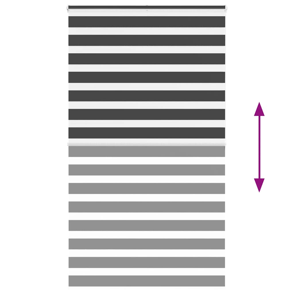 vidaXL Zebra Blind Black 120x200 cm Fabric Width 115.9 cm Polyester
