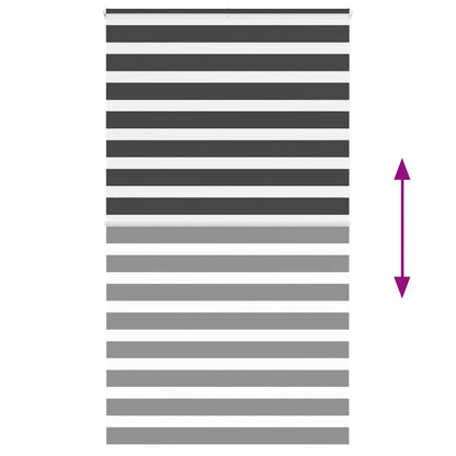 vidaXL Zebra Blind Black 125x200 cm Fabric Width 120,9 cm Polyester