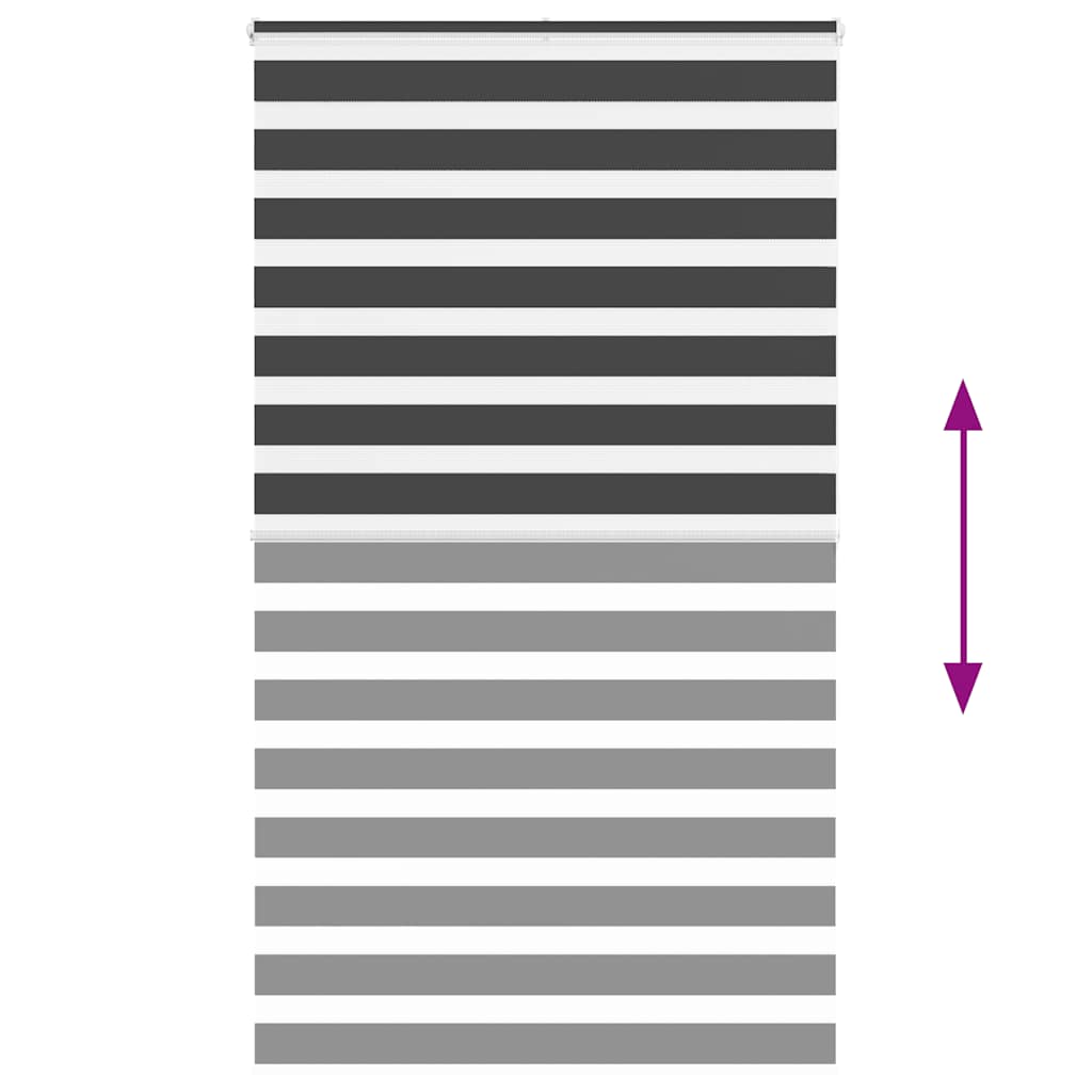 vidaXL Zebra Blind Black 135x200 cm Fabric Width 130,9 cm Polyester