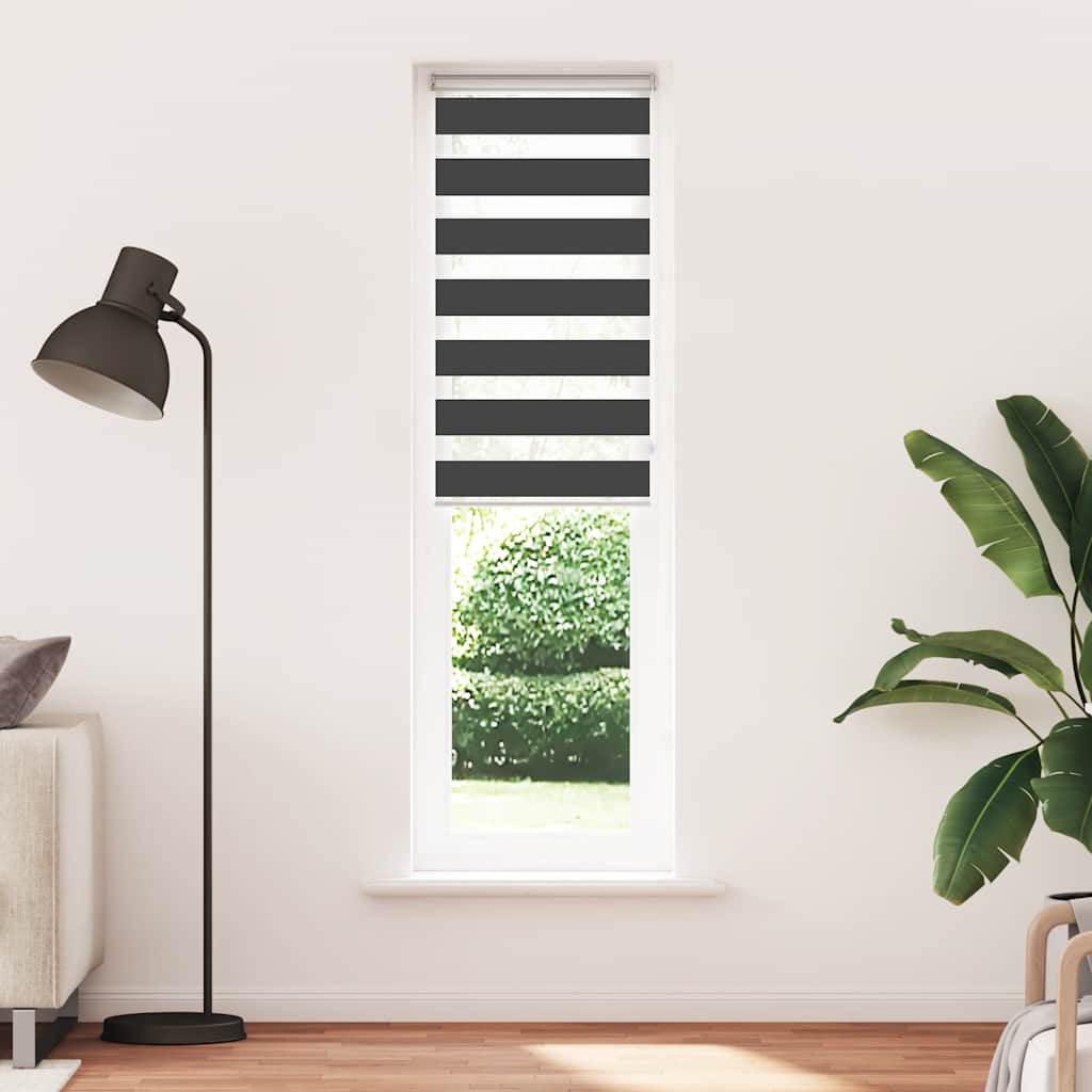 vidaXL Zebra Blind Black 50x230 cm Fabric Width 45,9 cm Polyester