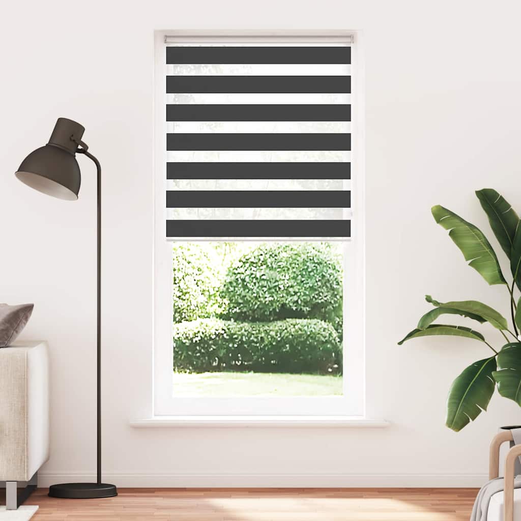 vidaXL Zebra Blind Black 110x230 cm Fabric Width 105,9 cm Polyester