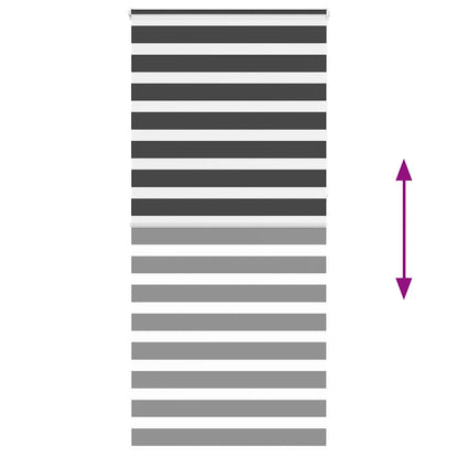 vidaXL Zebra Blind Black 110x230 cm Fabric Width 105.9 cm Polyester