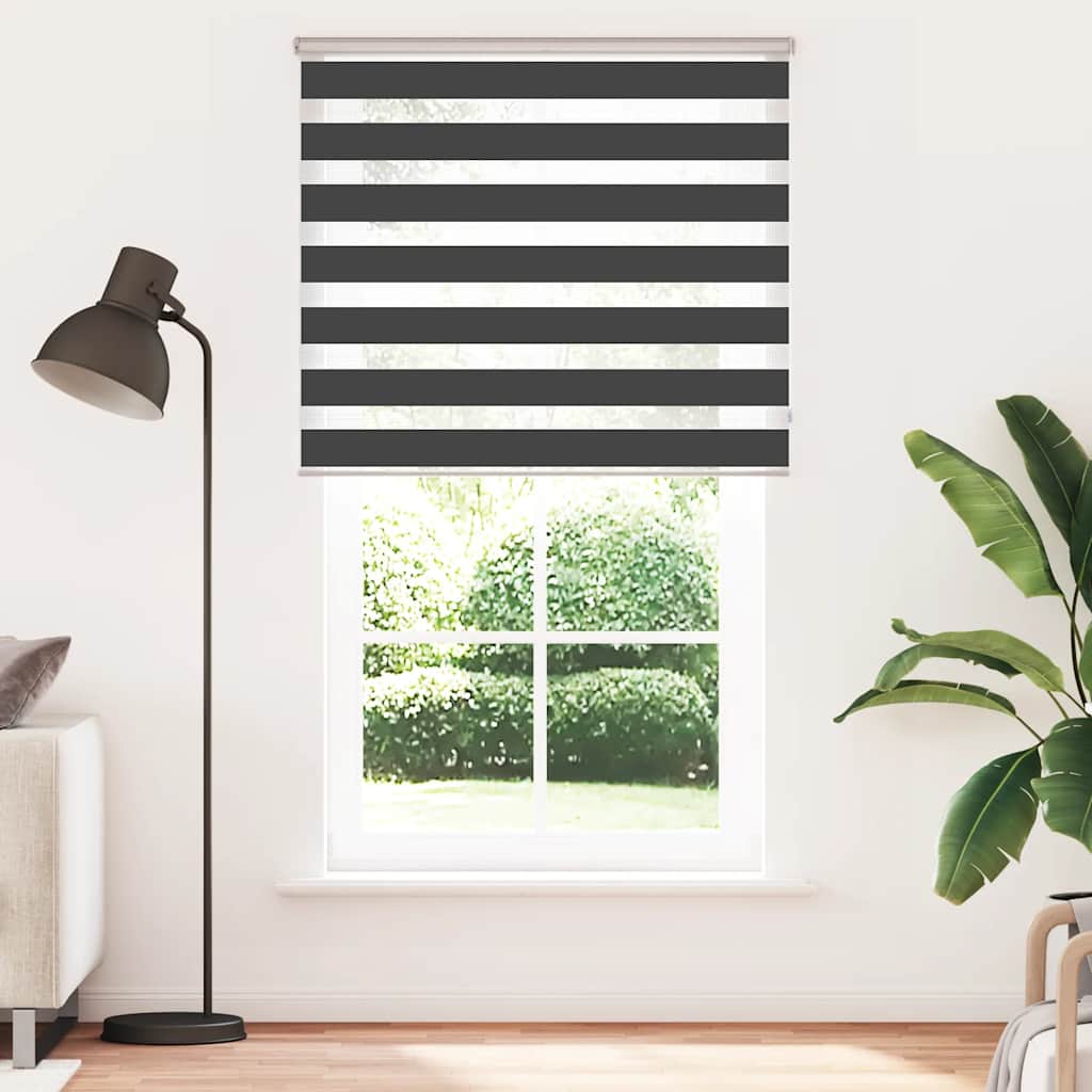 vidaXL Zebra Blind Black 120x230 cm Fabric Width 115,9 cm Polyester