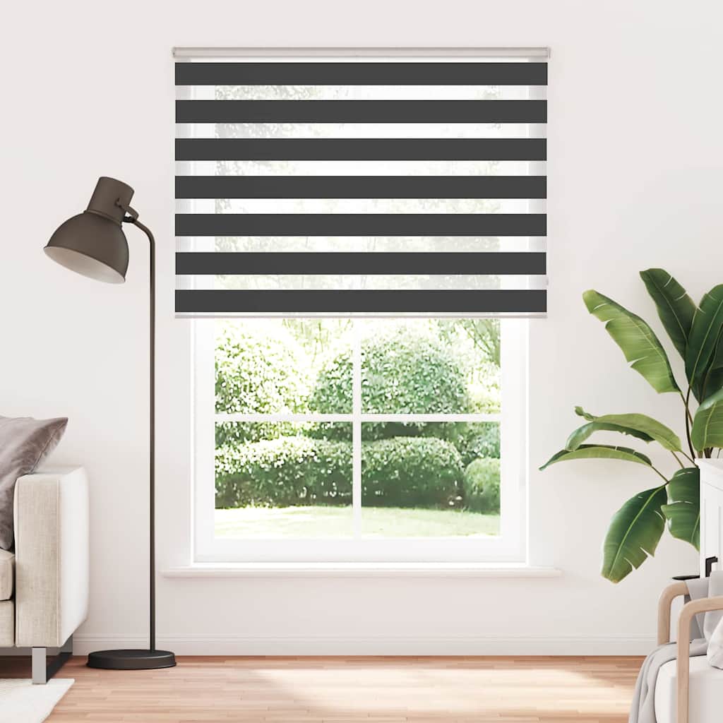 vidaXL Zebra Blind Black 155x230 cm Fabric Width 150,9 cm Polyester