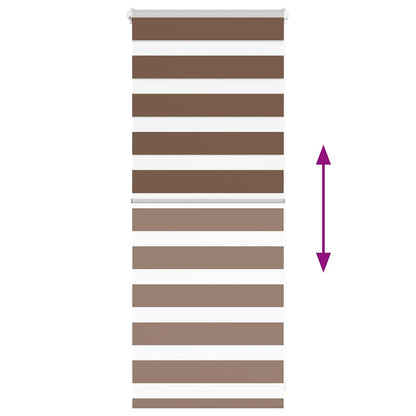 vidaXL Zebra Blind Brown 65x100 cm Fabric Width 60.9 cm Polyester