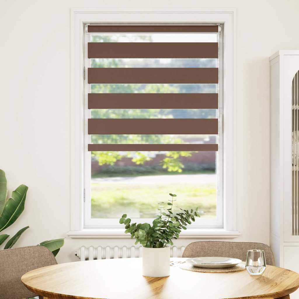 vidaXL Zebra Blind Brown 80x100 cm Fabric Width 75,9 cm Polyester