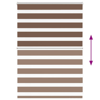 vidaXL Zebra Blind Brown 100x100 cm Fabric Width 95.9 cm Polyester